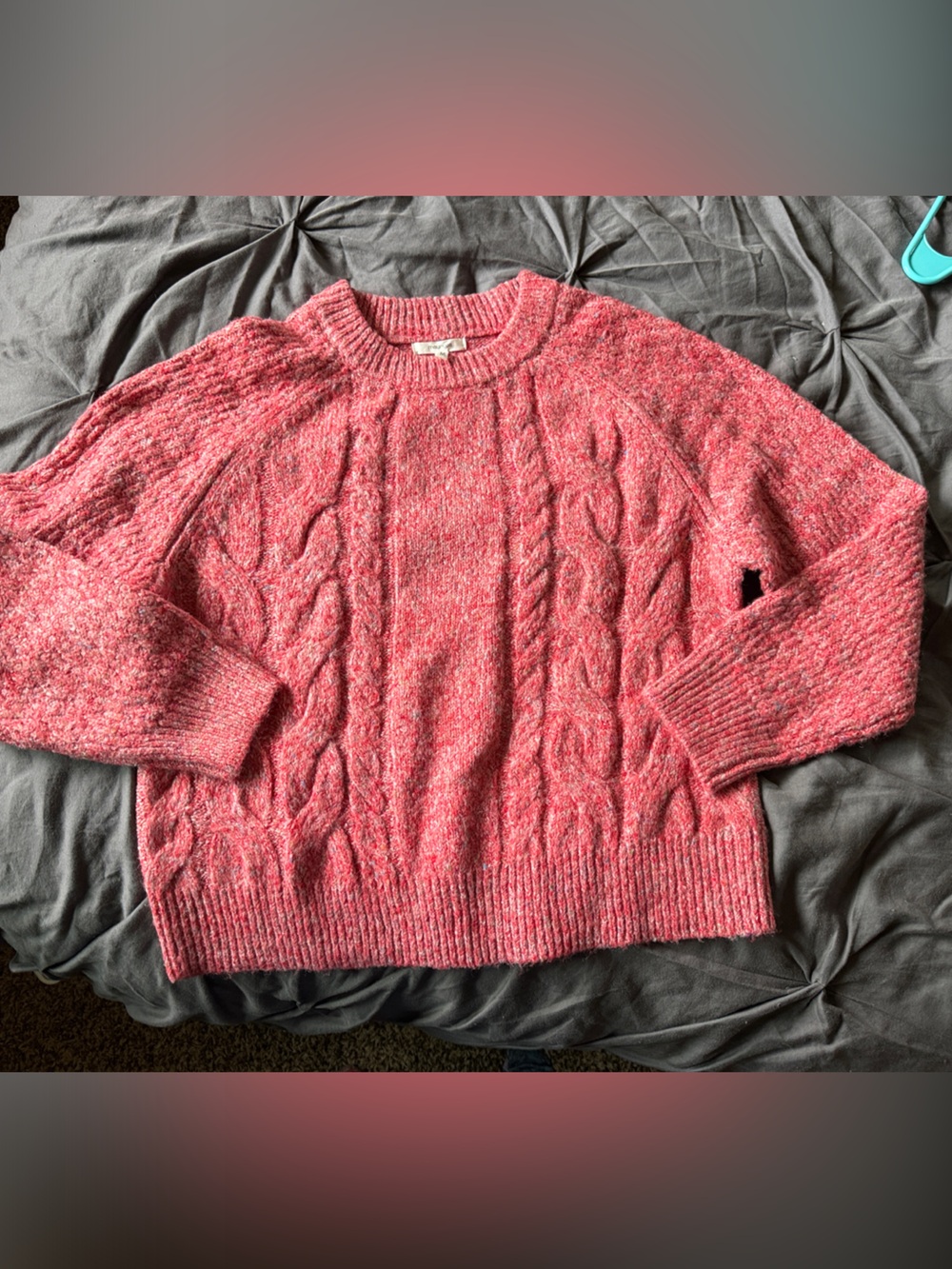 Maurices Pink Cable-Knit Crewneck Sweater